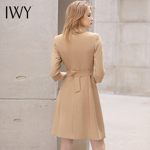 IWY/卡其色七分袖主持正装连衣裙女夏季高端美容院工作服气质名媛裙子 商品图3