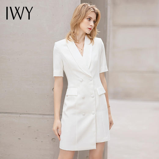 IWY/夏季短袖白色西装连衣裙女小众高级美容院工作服正装职业套装裙OL 商品图2