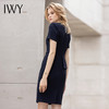 IWY/藏青色夏季短袖职业连衣裙女总裁正装通勤双排扣假两件西服裙正装 商品缩略图3