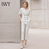 IWY/IWY夏季短袖职业西装套装时尚干练双排扣气质修身白色商务工作服 商品缩略图2