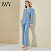 IWY/高端蓝色阔腿裤西装套装女长袖设计感时尚气质总裁职业正装工作服 商品缩略图2