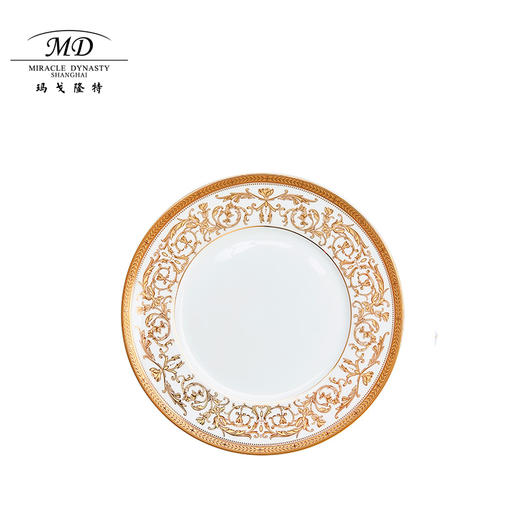 【玛戈隆特】B7F 10人骨瓷餐具套装碗碟套装 欧式轻奢家用碗盘碟 礼盒礼品包装 66头黄金瀚宫 商品图1