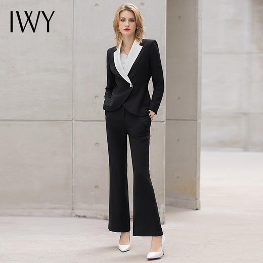 【新品预售】IWY/黑色阔腿裤西装套装女新款高端名媛气质总裁商务工作服职业装正装 商品图0