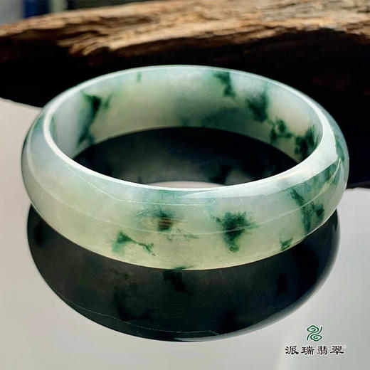 派瑞翡翠 翡翠手镯 糯种 飘蓝花 商品图2