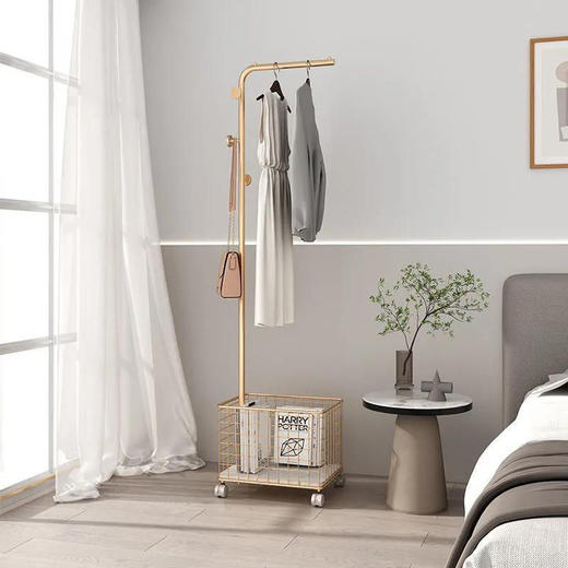 网红ins风轻奢衣架落地立式小型卧室晾衣服挂衣架家用简易衣帽架 商品图6