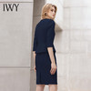 IWY/2022夏季薄款通勤假两件七分袖连衣裙女士修身包臀藏青色职业套裙 商品缩略图3