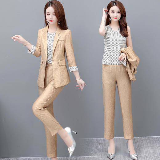 YWE 6897时尚两件套装气质优雅大码小西装外套裤子 商品图4
