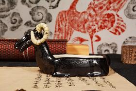 90年代日本制羊形陶砚75