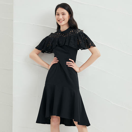 EITIE爱特爱蕾丝收腰长裙鱼尾裙连衣裙6507211 商品图3