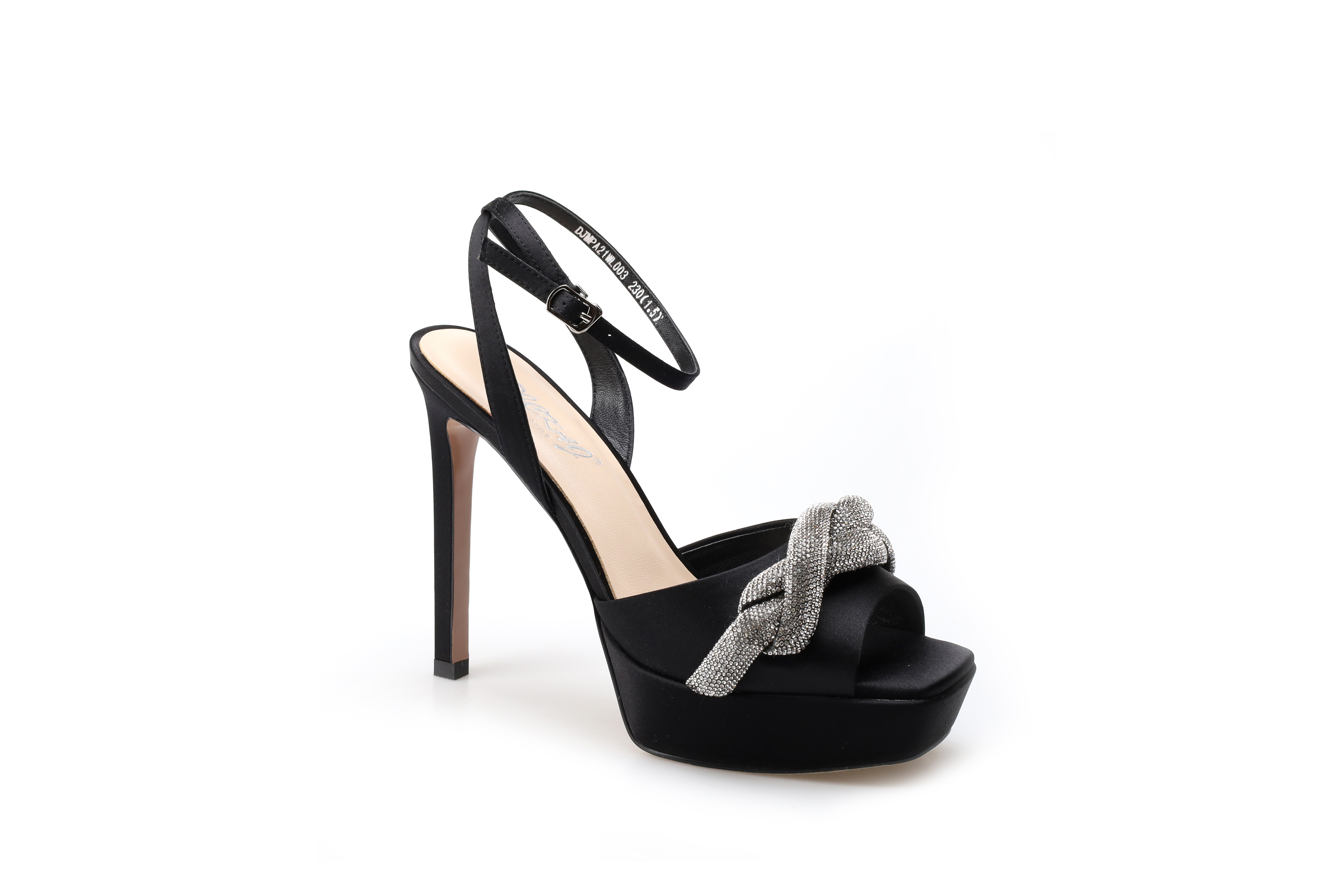 豪麟名鞋奥莱迪嘉女鞋凉鞋沙丁布DJMPA21WL003黑色  原价2960元