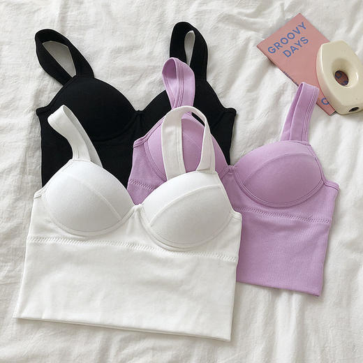 韩版文胸背心抹胸内搭防走光纯棉美背无钢圈打底内衣裹胸可外穿国庆清明出游 商品图5