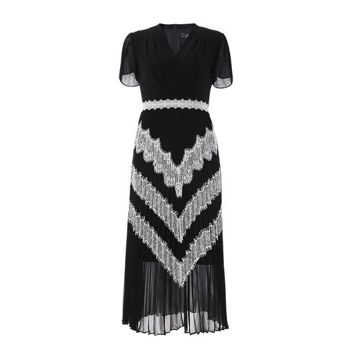 EITIE爱特爱V领百搭气质收腰民族风长裙连衣裙6607318 商品图5