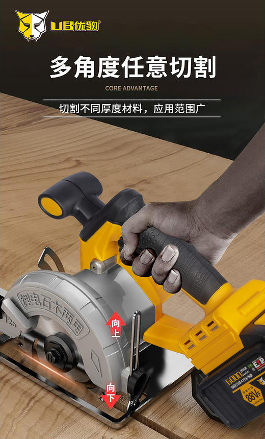 优豹125充电式电圆锯/单手锯【88V双电池】 商品图8