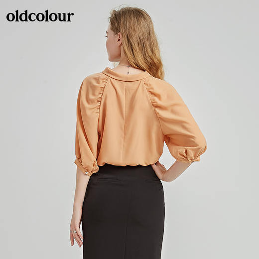 oldcolour秋季商场同款气质灯笼袖中袖套头衫衬衫女N21012137 商品图1