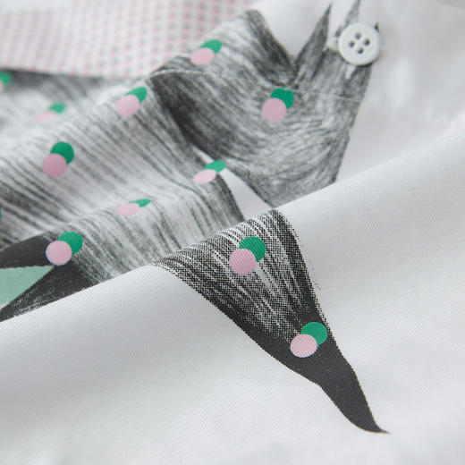 谜底2022夏季新款时尚小恐龙印花桑蚕丝棉短衬衫连衣裙222ML0728 商品图2