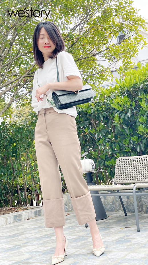 westory2022年结尖头中细跟后空法式单鞋女W22AH54791 商品图1