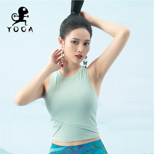壁虎瑜伽【2204SY158】罗纹无袖透气背心（有胸垫）清仓不退不换 商品图2