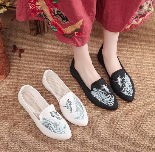 【仙客】中国风仙鹤海浪帆布绣花布鞋  YR 商品图0