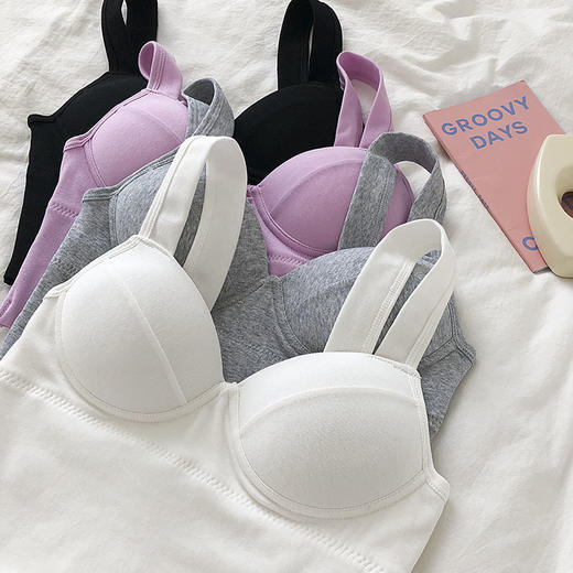 韩版文胸背心抹胸内搭防走光纯棉美背无钢圈打底内衣裹胸可外穿国庆清明出游 商品图6