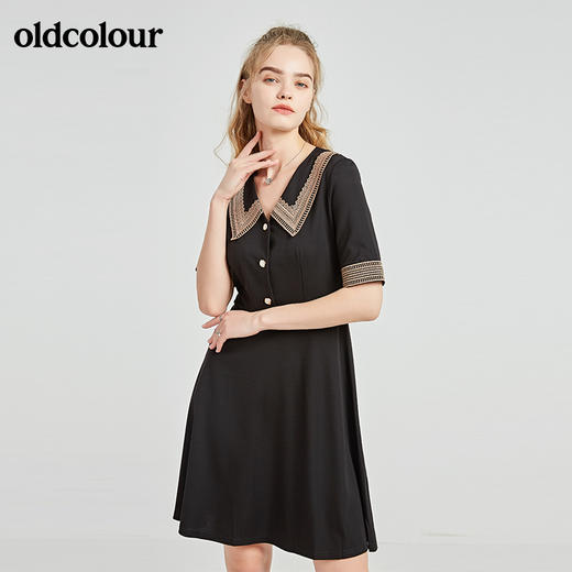 oldcolour秋季商场同款气质短袖连衣裙N21101145 商品图1