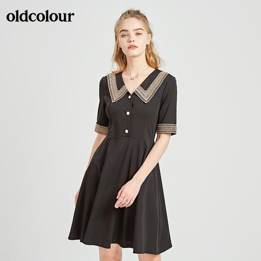 oldcolour秋季商场同款气质短袖连衣裙N21101145 商品图4