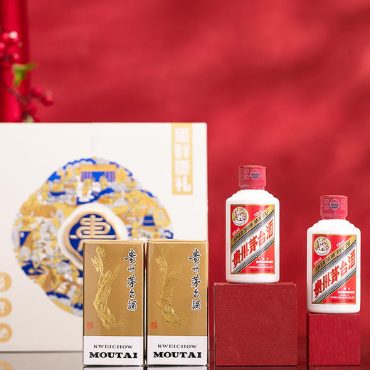 【推荐】茅台 飞天 惠群贵礼 酱香型白酒53度 100ml*2瓶 礼盒装 （酒+茅台酒具+收藏邮册） 商品图1