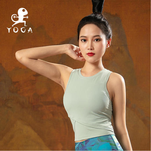 壁虎瑜伽【2204SY158】罗纹无袖透气背心（有胸垫）【5天发货】 商品图0