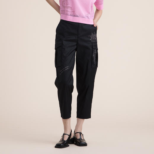 谜底2022夏季新款复古时尚工装机能大口袋休闲萝卜裤女222MK0592 商品图0