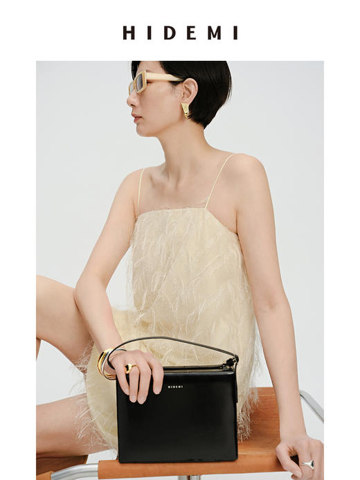 HIDEMI 软雕塑立体短流苏简约吊带连身裙 商品图7