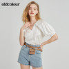 oldcolour秋季商场同款短袖V领衬衫女N21021173 商品缩略图2