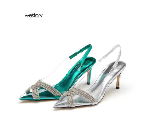 westory2022年新款法式气质满钻尖头高跟凉鞋W22BG61061 商品图0