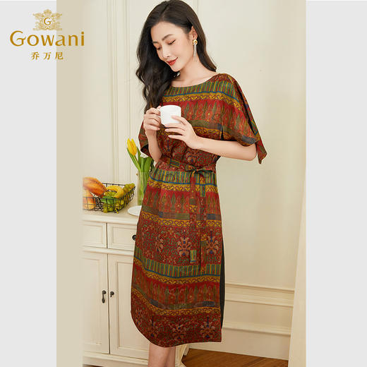 【绚丽图腾花】【香云纱】乔万尼真丝桑蚕丝连衣裙女新款夏季EF2E335 商品图3