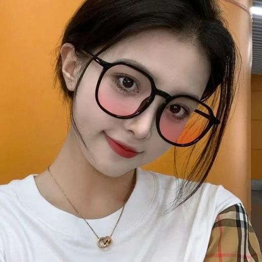 腮红眼镜抖音小红书同款渐变粉色防蓝光纯欲镜片黑框透明素颜神器国庆清明出游七夕情人节 商品图7