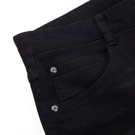 GOOD LUCK/德鲨弹力棉质混纺舒适直筒修身水洗牛仔裤BY27118-810 商品图6