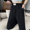黑色冰丝运动阔腿裤女高腰垂感2022年新款夏季蓝色宽松直筒休闲裤国庆清明出游 商品缩略图1