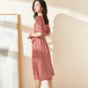 S-米思阳夏季新款知性温柔泡泡袖连衣裙系带印花中长大摆裙0793 商品缩略图3