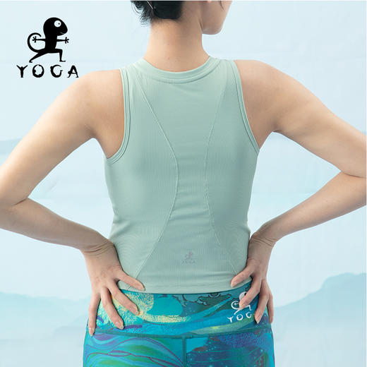 壁虎瑜伽【2204SY158】罗纹无袖透气背心（有胸垫）清仓不退不换 商品图4