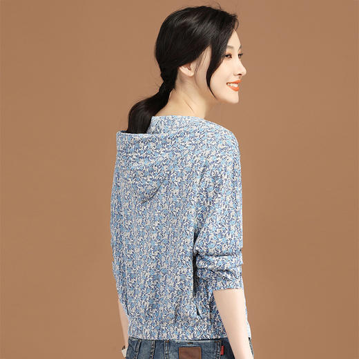 时尚连帽雪纺碎花防晒外套，2022年夏装新款休闲百搭薄款开衫棒球服GYM-D7833 商品图1