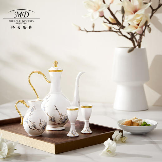 【玛戈隆特】B7F 10人份进博盛宴骨瓷白酒具套装 家用创意精致礼盒包装 商品图2
