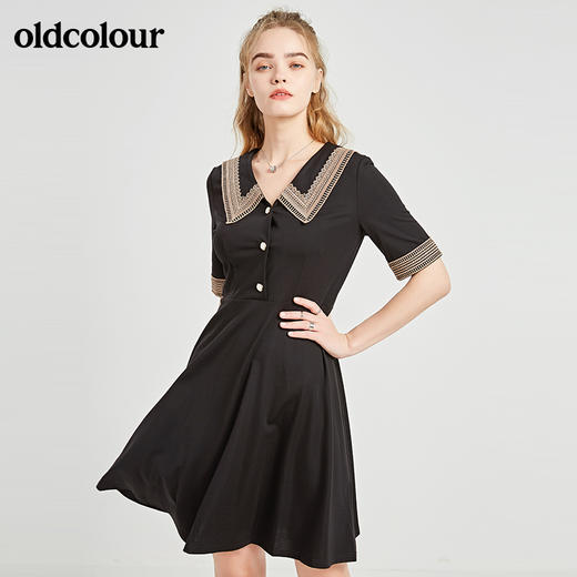 oldcolour秋季商场同款气质短袖连衣裙N21101145 商品图0