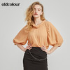 oldcolour秋季商场同款气质灯笼袖中袖套头衫衬衫女N21012137 商品缩略图0
