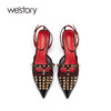 westory凉鞋款铆钉中细跟凉鞋尖头浅口百搭单鞋女W22AH54741 商品缩略图2
