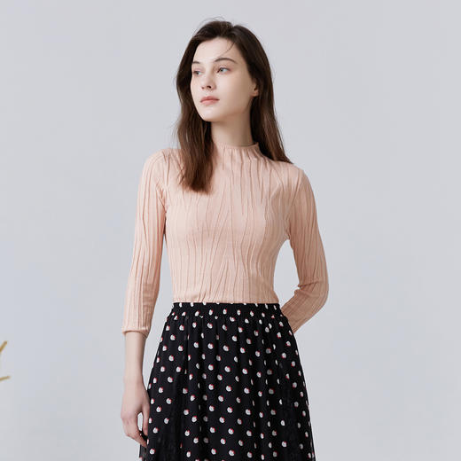 METTE22年夏季新品女士半高领针织衫薄款弹力修身显瘦七分袖毛衣 商品图2