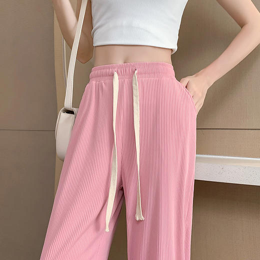 冰丝阔腿裤女夏季长裤高腰宽松显瘦垂感直筒裤百搭休闲时尚拖地裤国庆清明出游 商品图1