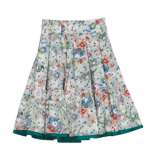 谜底纯棉半身裙女2022夏季新款复古文艺碎花百褶A型裙222MB0702 商品图4