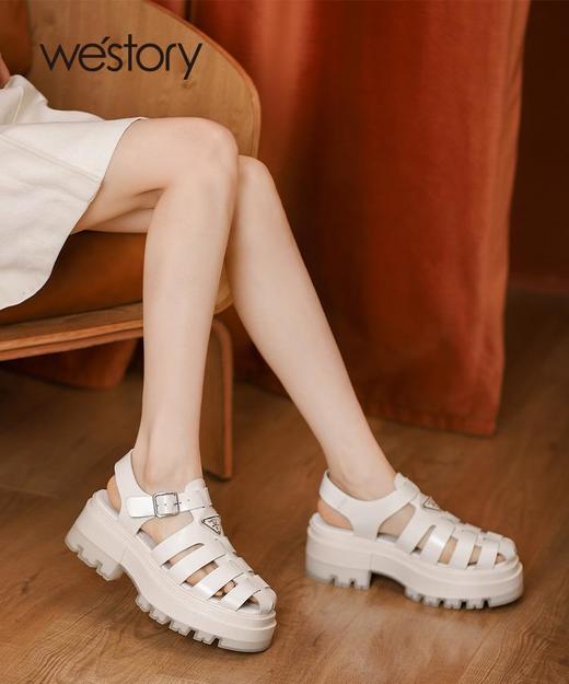 westory2022年春夏新款高级感舒适百搭镂空厚底罗马凉鞋女W22BG61101 商品图0