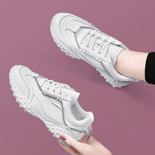 SLW58360新款时尚气质休闲透气弹力一脚蹬软底小白鞋 商品图3