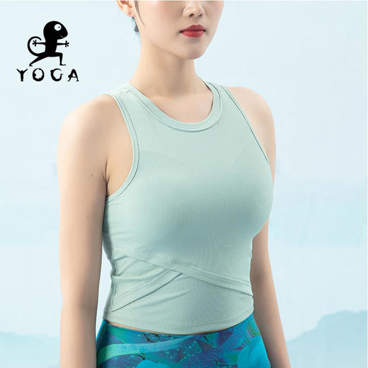 壁虎瑜伽【2204SY158】罗纹无袖透气背心（有胸垫）【5天发货】 商品图3