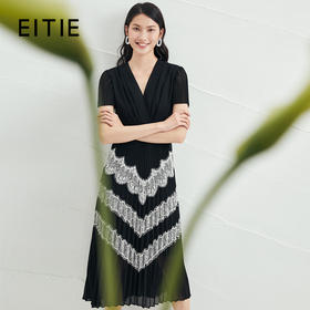 EITIE爱特爱V领百搭气质收腰民族风长裙连衣裙6607318