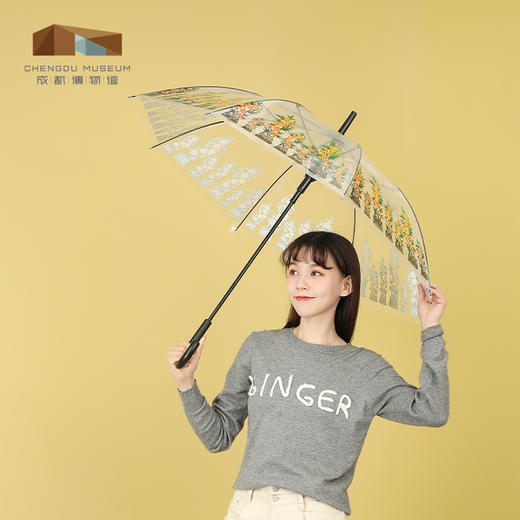 【奖品】成都博物馆【晴雨两用伞】高颜值长柄透明便携雨伞 商品图4